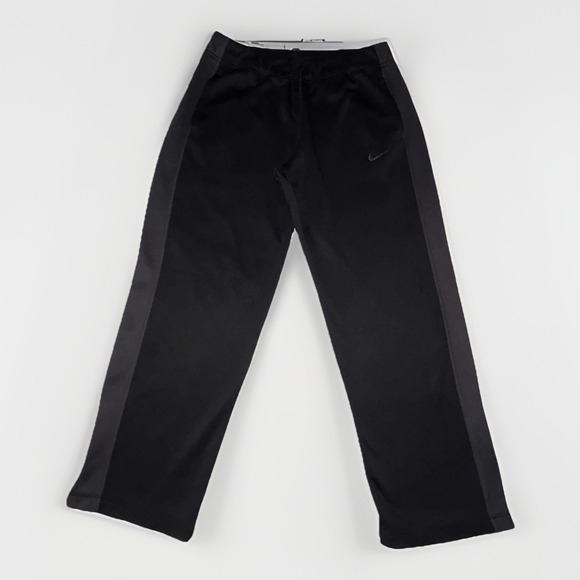 Nike Therma-Fit Fleece Sweatpants Men's Size L Black Ankle Zip Gray Stripe - Picture 1 of 6